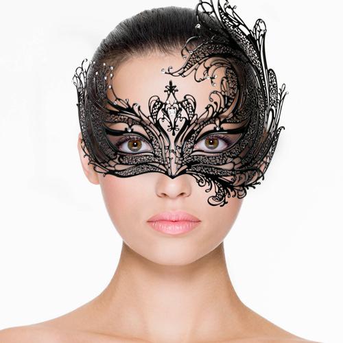 Asymmetrical Venetian Metal Mask ~ Black or Gold - Image 2