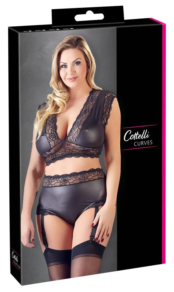 Cottelli Plus Wet Look Lace Set - Image 5