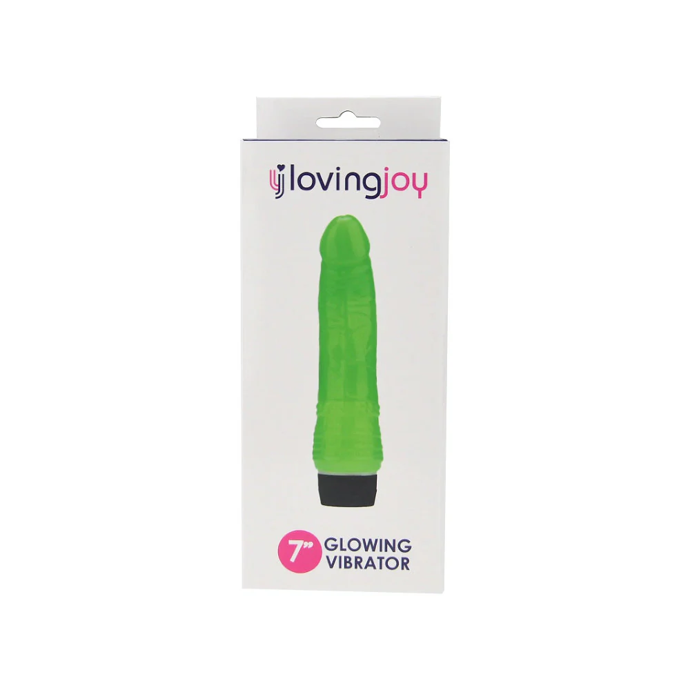 Loving Joy 7 Inch Realistic Vibrator Glow in the Dark - Waterproof, Multi-Speed, TPE Design - Image 4