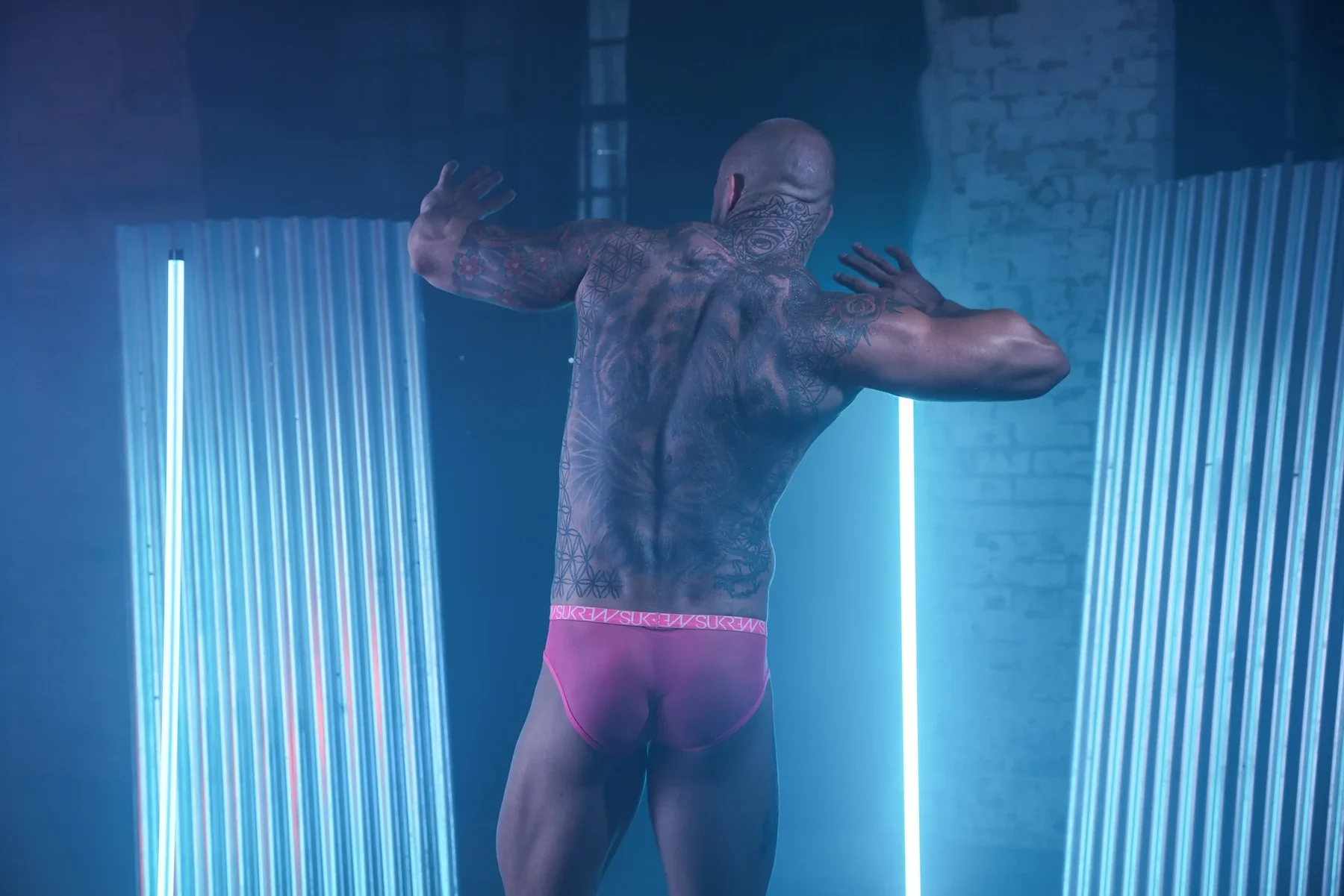 Sukrew Men's Sheer Low-Rise Brief in Electric Pink - Image 4