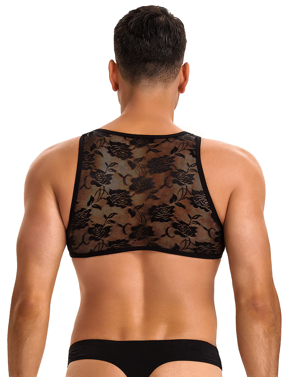 Men's Lace Lingerie Top - Black Sexy Design by Scandals for an Alluring Night Look - Image 3