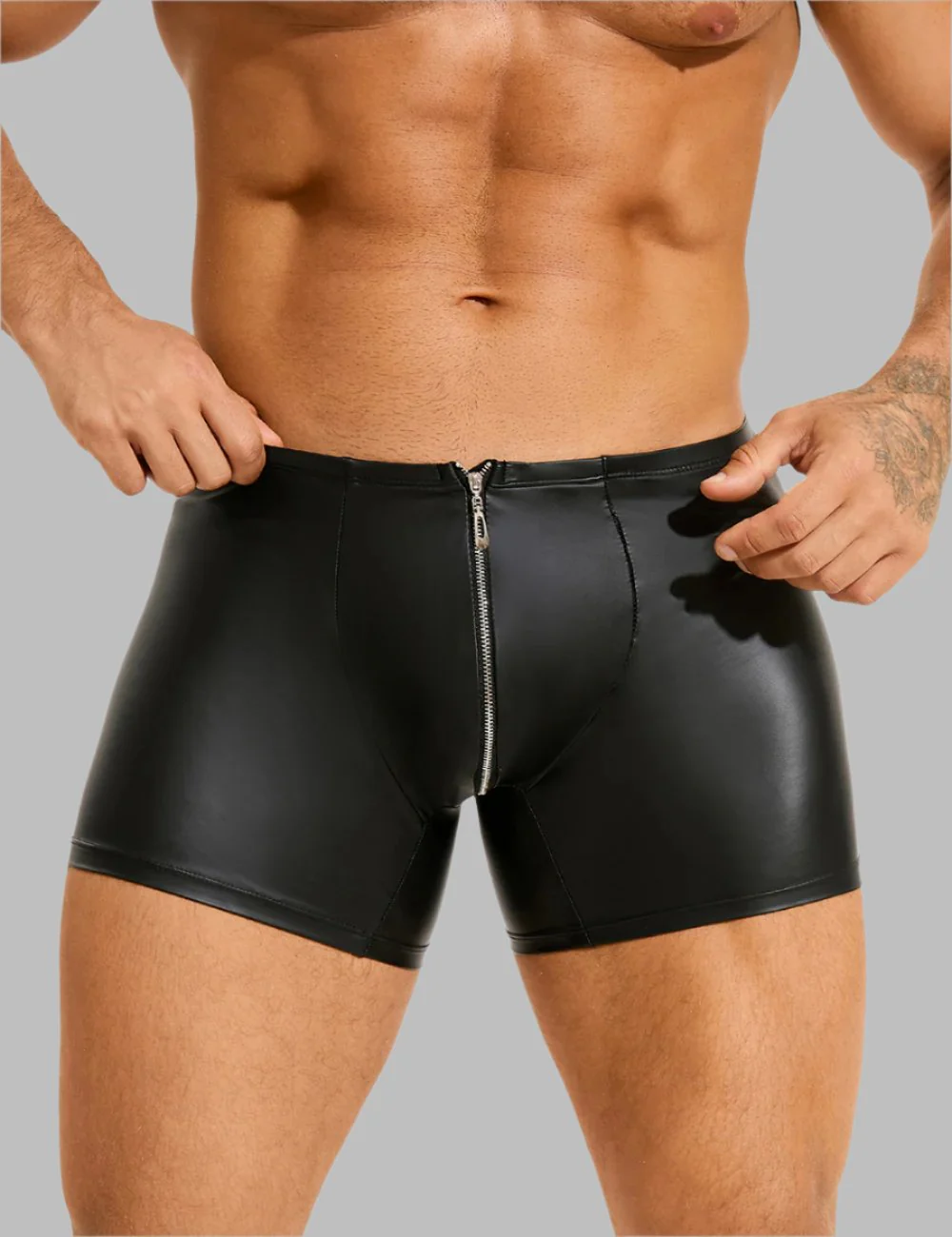 Men's PU Leather Shaping Brief With Zipper by Scandals - Image 2