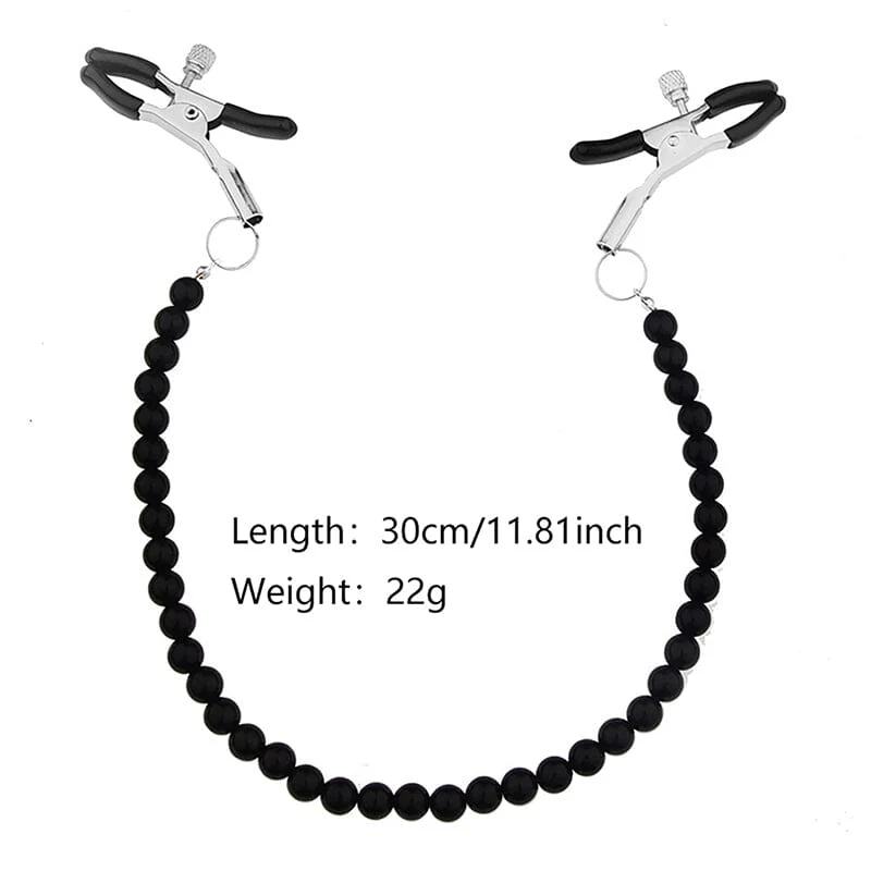 Nipple Clamps With Beaded Pearl Chain - Image 3