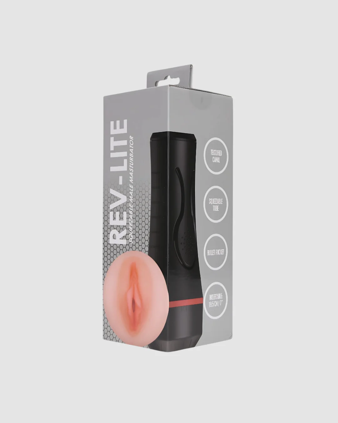 Rev-Lite Squeezable Male Masturbator - Textured Canal, Lifelike Material, Removable Sleeve - Image 4