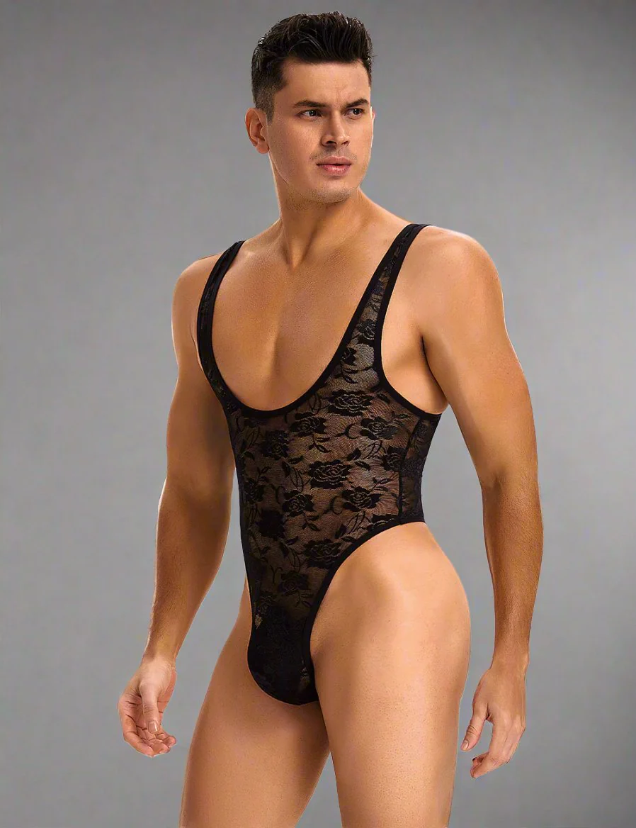 Scandals Men's Low Cut Lace Bodysuit - Image 2
