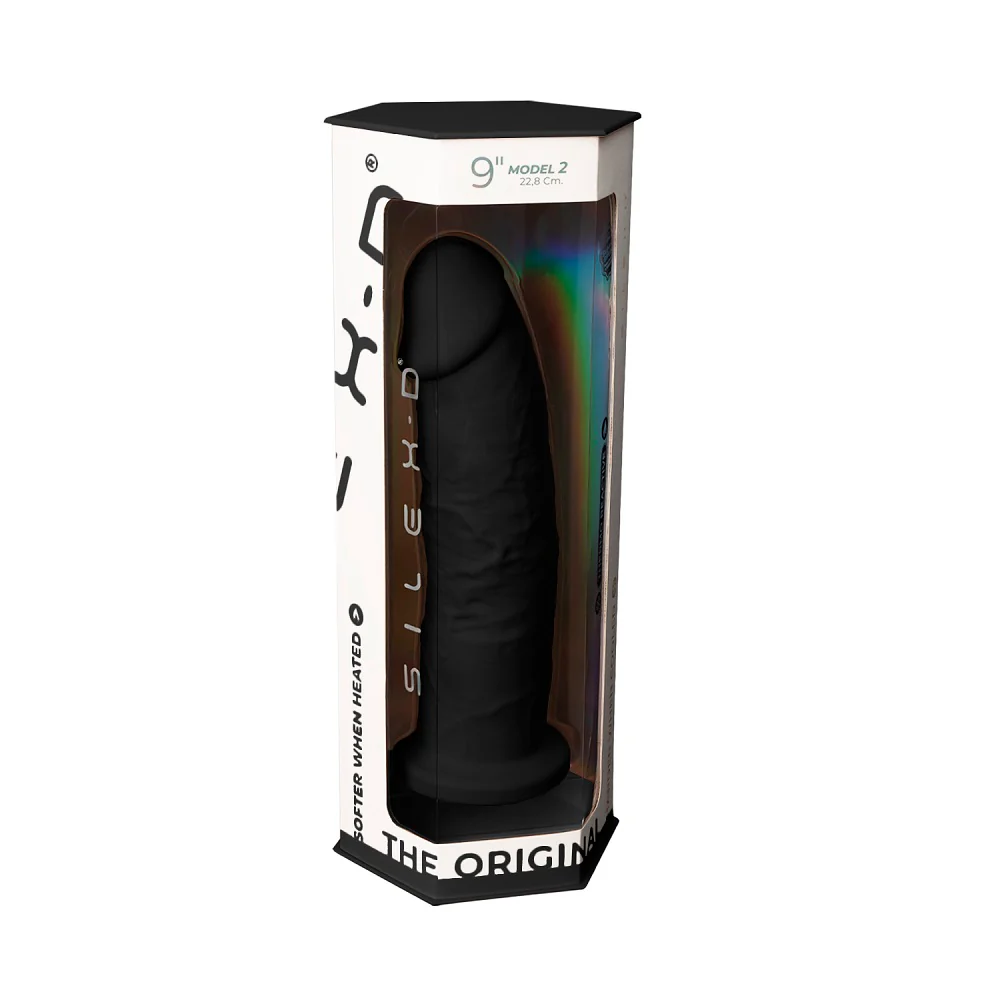SilexD 9 Inch Realistic Girthy Silicone Dual Density Dildo with Suction Cup - Black Luxury - Image 3